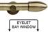 Neo 35mm Eyelet Bay Window Pole Spun Brass Bullet
