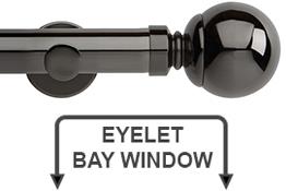Neo 35mm Eyelet Bay Window Pole Black Nickel Ball