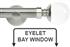 Neo Premium 28mm Eyelet Bay Window Pole Stainless Steel Clear Ball