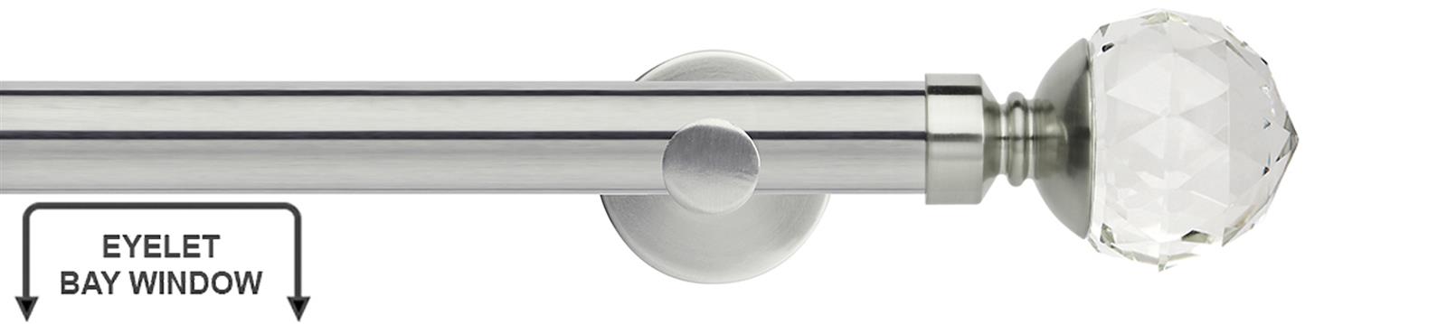Neo Premium 28mm Eyelet Bay Window Pole Stainless Steel Clear Faceted Ball