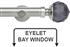 Neo Premium 28mm Eyelet Bay Window Pole Stainless Steel Grey Faceted Ball