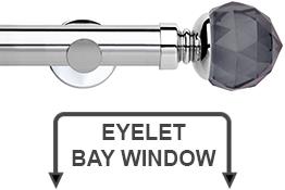 Neo Premium 28mm Eyelet Bay Window Pole Chrome Smoke Grey Faceted Ball