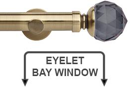 Neo Premium 28mm Eyelet Bay Window Pole Spun Brass Grey Faceted Ball