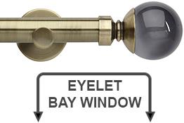 Neo Premium 28mm Eyelet Bay Window Pole Spun Brass Smoke Grey Ball