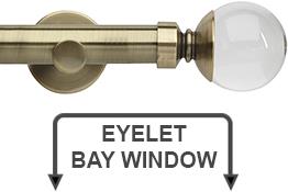 Neo Premium 28mm Eyelet Bay Window Pole Spun Brass Clear Ball