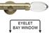 Neo Premium 28mm Eyelet Bay Window Pole Spun Brass Clear Teardrop