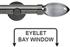 Neo Premium 28mm Eyelet Bay Window Pole Black Nickel Grey Teardrop