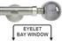 Neo Premium 28mm Eyelet Bay Window Pole Stainless Steel Smoke Grey Ball