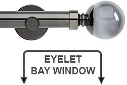 Neo Premium 28mm Eyelet Bay Window Pole Black Nickel Smoke Grey Ball