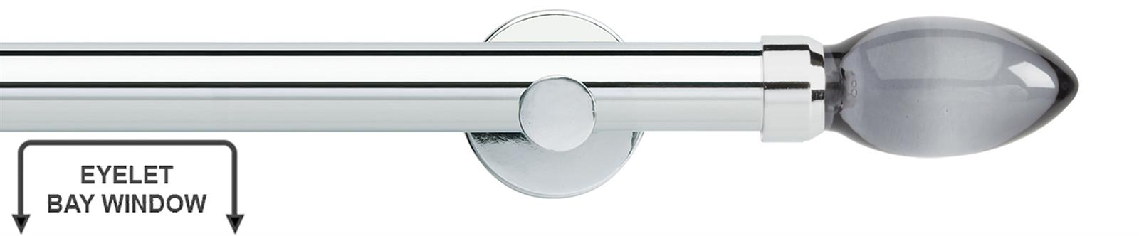 Neo Premium 28mm Eyelet Bay Window Pole Chrome Grey Teardrop