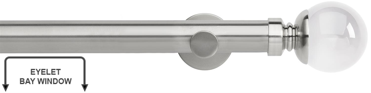 Neo Premium 35mm Eyelet Bay Window Pole Stainless Steel Clear Ball