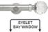 Neo Premium 35mm Eyelet Bay Window Pole Stainless Steel Clear Faceted Ball