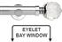Neo Premium 35mm Eyelet Bay Window Pole Chrome Clear Faceted Ball