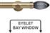 Neo Premium 35mm Eyelet Bay Window Pole Spun Brass Grey Glass Teardrop