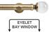 Neo Premium 35mm Eyelet Bay Window Pole Spun Brass Clear Glass Ball