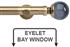 Neo Premium 35mm Eyelet Bay Window Pole Spun Brass Grey Glass Ball