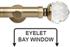 Neo Premium 35mm Eyelet Bay Window Pole Spun Brass Clear Faceted Ball