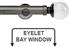 Neo Premium 35mm Eyelet Bay Window Pole Black Nickel Clear Glass Ball