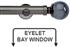 Neo Premium 35mm Eyelet Bay Window Pole Black Nickel Grey Glass Ball