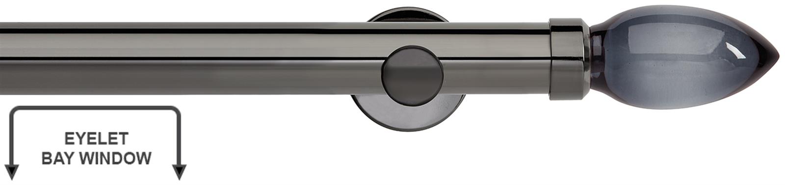Neo Premium 35mm Eyelet Bay Window Pole Black Nickel Grey Glass Teardrop