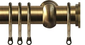 Renaissance 28mm Metal Curtain Pole Antique Brass, Ext Cup, Fynn Endcap