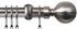 Renaissance 28mm Metal Curtain Pole Brushed Nickel, Extendable Cup, Plain Ball