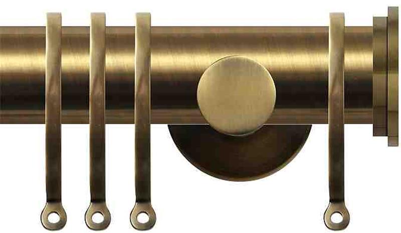Renaissance Contemporary 35mm Metal Curtain Pole Antique Brass, Fynn Endcap