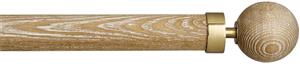 Byron Halo Wood 35mm 45mm 55mm Pole, Limed Oak, Brass Globus