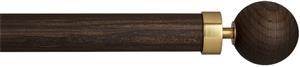 Byron Halo Wood 35mm 45mm 55mm Pole, Toasted Oak, Brass Globus