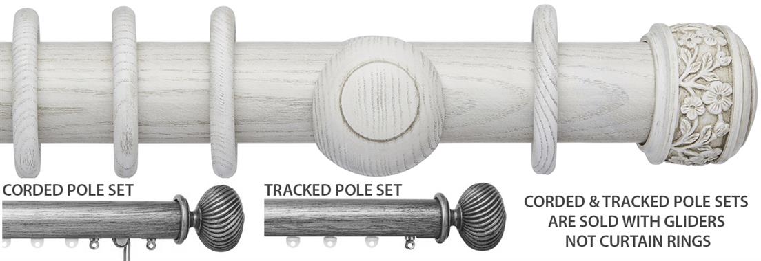 Ashbridge 45mm Corded/Tracked Pole, Parchment White, Claremont