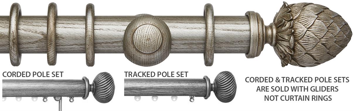 Ashbridge 45mm Corded/Tracked Pole, Baroque Silver, Kew