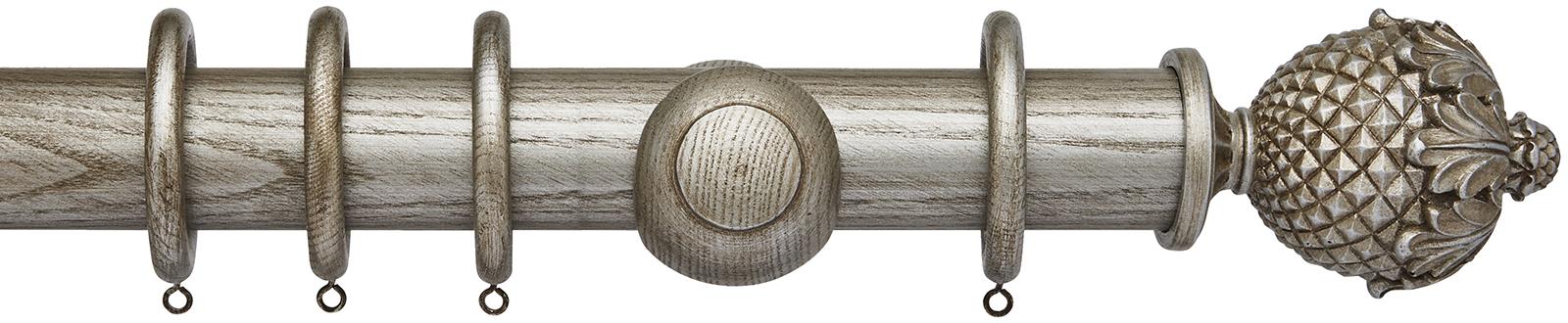 Ashbridge 45mm Wood Pole, Baroque Silver, Botanical