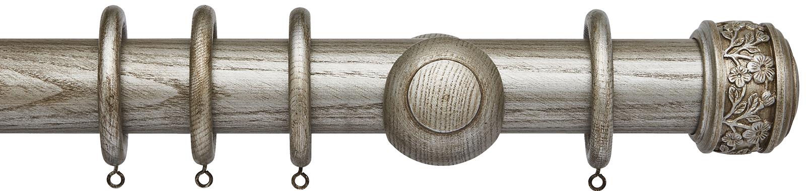 Ashbridge 45mm Wood Pole, Baroque Silver, Claremont