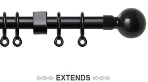 Speedy 13mm-16mm Extendable Curtain Pole Black, Ball
