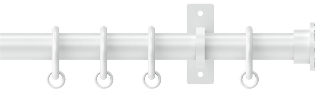 Arc 25mm Metal Bay Window Pole China White, Hammered Disc