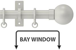 Arc 25mm Metal Bay Window Curtain Pole, Warm Grey, Ball