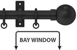 Arc 25mm Metal Bay Window Curtain Pole, Soft Black, Ball