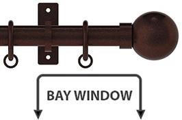 Arc 25mm Metal Bay Window Pole, Bronze, Ball