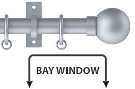 Arc 25mm Metal Bay Window Curtain Pole Soft Silver, Ball
