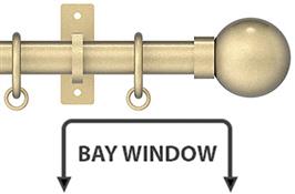 Arc 25mm Metal Bay Window Curtain Pole, Soft Brass, Ball