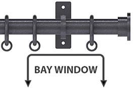 Arc 25mm Metal Bay Window Curtain Pole, Gun Metal, Disc