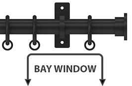 Arc 25mm Metal Bay Window Curtain Pole, Soft Black, Disc