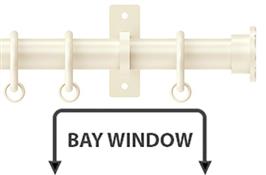 Arc 25mm Metal Bay Window Curtain Pole, Linen, Hammered Disc