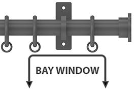 Arc 25mm Metal Bay Window Curtain Pole, Lead, Hammered Disc