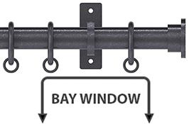 Arc 25mm Metal Bay Window Curtain Pole Gunmetal, Hammered Disc
