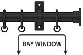 Arc 25mm Metal Bay Window Curtain Pole, Soft Black, Hammered Disc