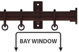 Arc 25mm Metal Bay Window Curtain Pole, Bronze, Hammered Disc