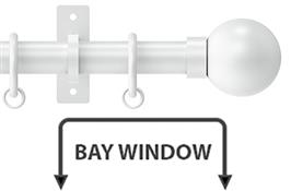 Arc 25mm Metal Bay Window Curtain Pole, China White, Ball
