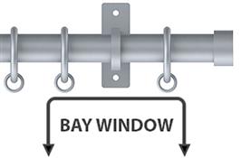 Arc 25mm Metal Bay Window Curtain Pole Soft Silver, Stud