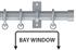 Arc 25mm Metal Bay Window Curtain Pole Soft Silver, Stud